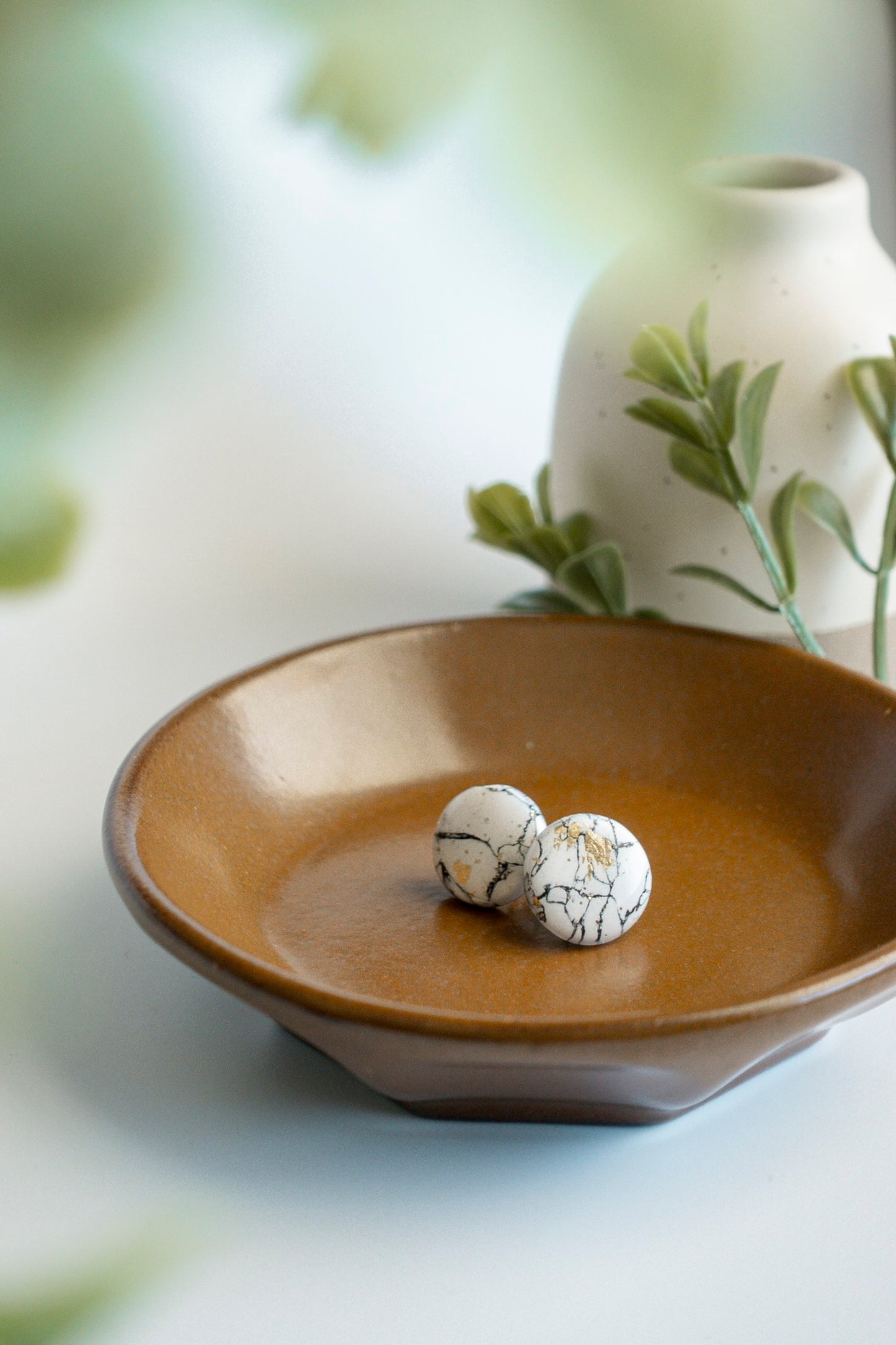 White Marble Studs